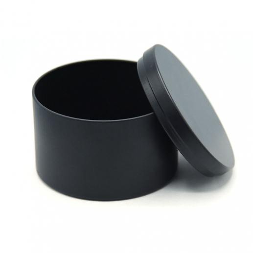 Rund Plåtburk För Ljus - Svart - 236 ml - Inklusive Lock