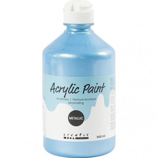 Akrylfärg Metallisk Pärlemo - 500 ml - Ljusblå
