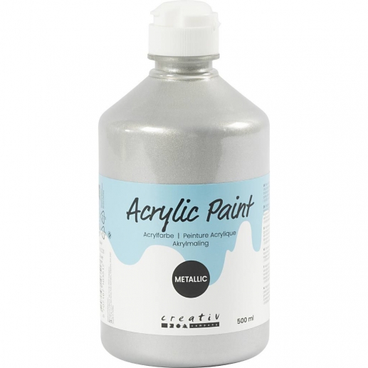 Akrylfärg Metallisk Pärlemo - 500 ml - Silver