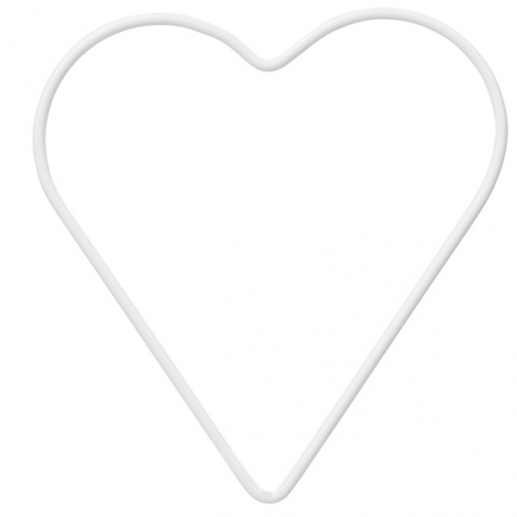 Metallring Vitlackerad Hjärta 12 cm till scrapbooking, pyssel och hobby