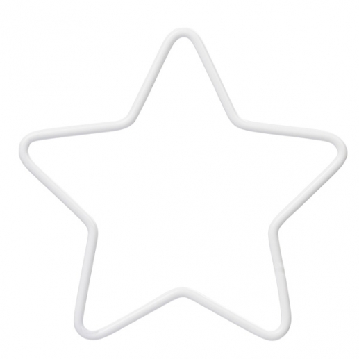 Metallring Vitlackerad - Stjärna - 10 cm