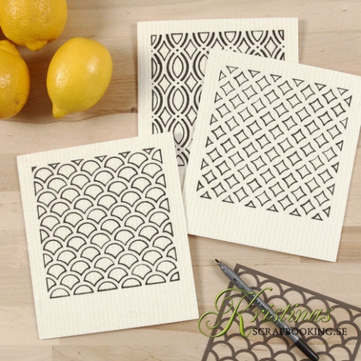 Miljövänlig disktrasa med mönster textiltusch och stencil DIY Inspiration