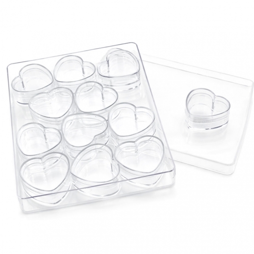 Akrylburkar Hjärtan 12 st - 3 x 3 cm