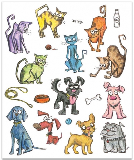 Cling Stamp Mini Crazy Cats & Dogs Tim Holtz Stämplar Uppdelat på Tillverkare