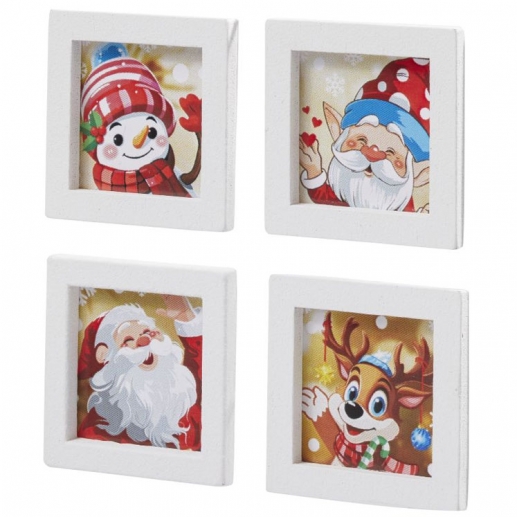 Miniatyr Tavlor - Julbilder i Ram - 4 st - 3 cm