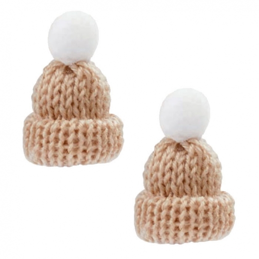 Stickad Mössa Beige 4,5 cm 2 st Figurtillverkning