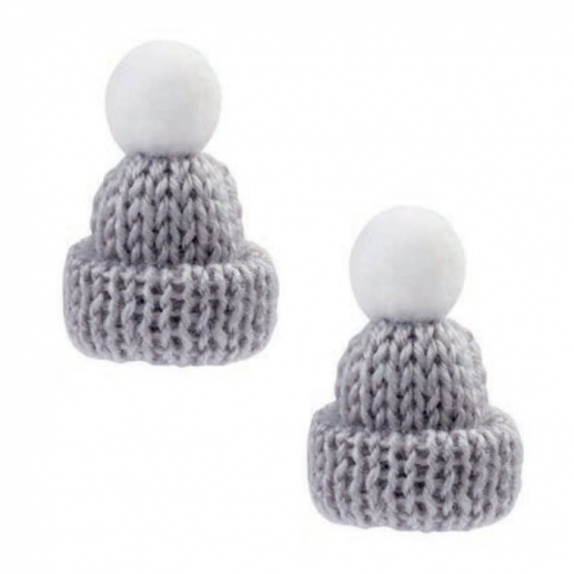Stickad Mössa Grå 4,5 cm 2 st Figurtillverkning