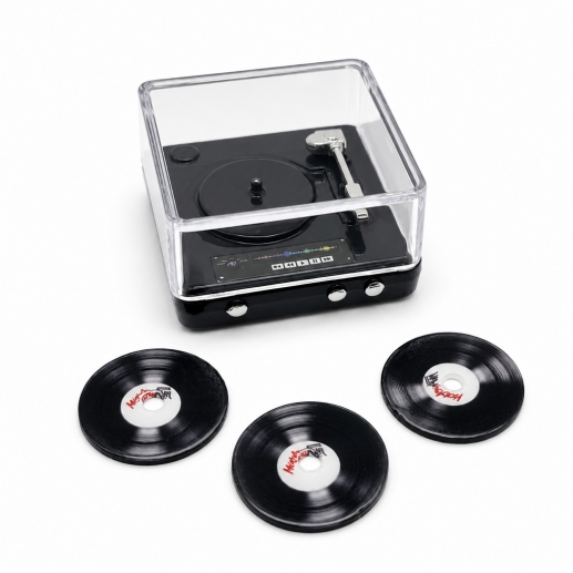 Miniatyr Skivspelare med LP-skivor 3 st