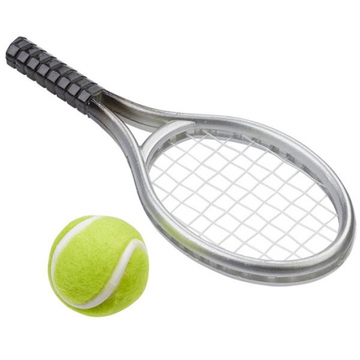 Miniatyr Tennisrack med Boll - Silver - 3,5x9 cm