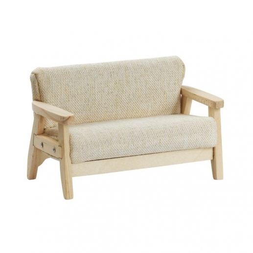 Miniatyr Soffa med tygklädsel Beige 8,5x4,8 cm