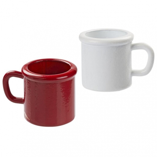 Miniatyr Kaffemuggar Vit och Röd 2 st