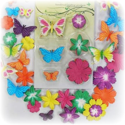 Fjärilar och Pappersblommor 30-pack Mixade Tropisk