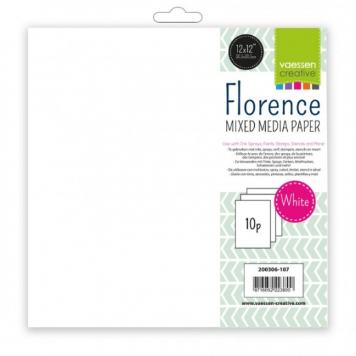 Mixed Media Papper Florence - Vita - 10 st