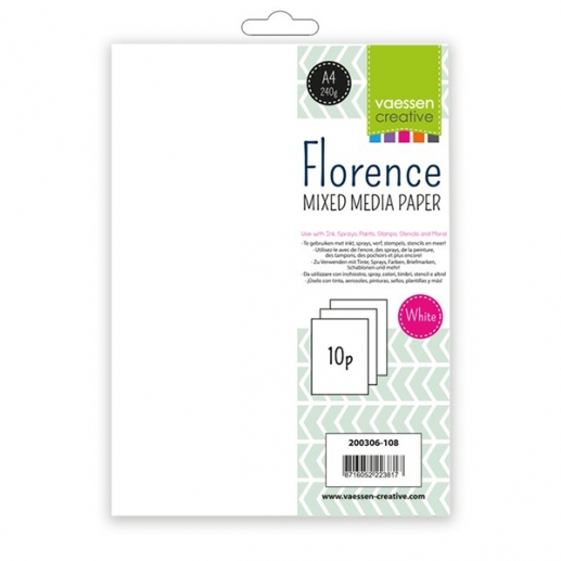 Mixed Media Papper Florence A4 - Vita - 10 st - 240 g