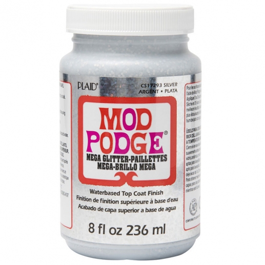 Mod Podge Mega Glitter Silver 236 ml Decoupagelim