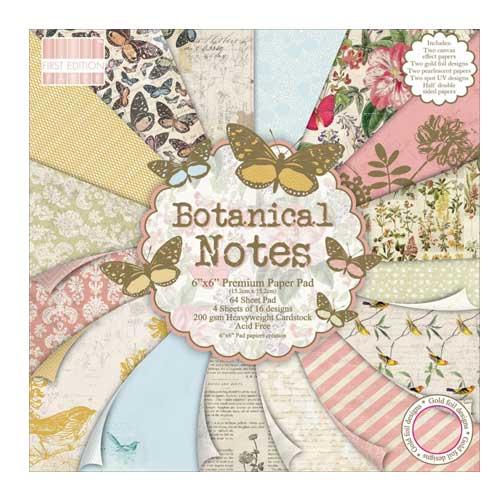 Paper Pad 6”x6” Trimcraft Botanical Notes Pappersblock 4 8 Tum