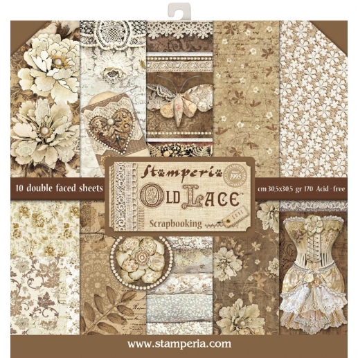 Paper Pad Stamperia Old Lace 12x12 Tum till scrapbooking, pyssel och hobby