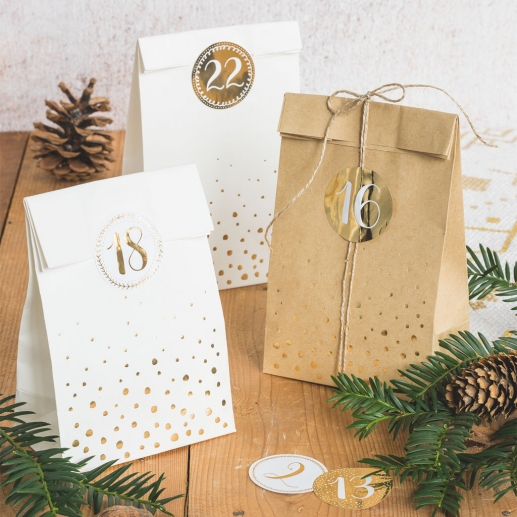 Paketkalender - Presentpåsar 24 st - Adventskalender Prickar