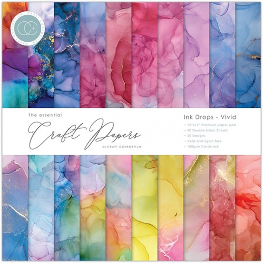 Paper Pack Craft Consortium - Ink Drops Vivid - 12x12 Tum