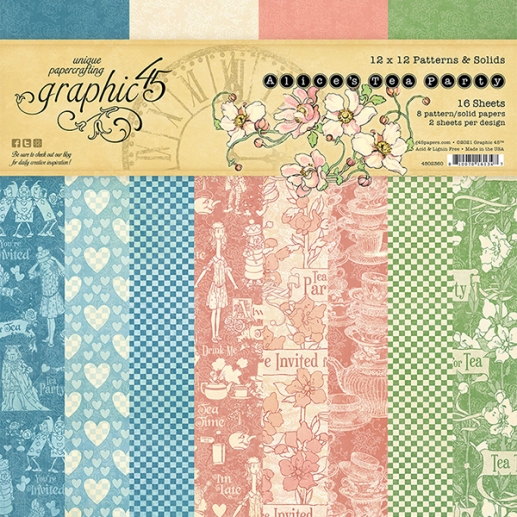 Paper Pack Graphic 45 - Alice's Tea Party - Pattern & Solids