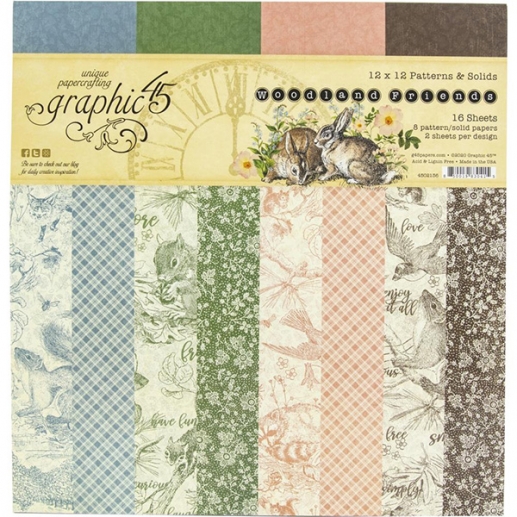 Paper Pack Graphic 45 - Woodland Friends - Pattern & Solids