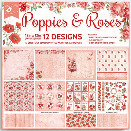Paper Pack Little Birdie - Poppies & Roses - 12x12 Tum