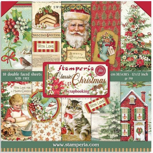 Paper Pack Stamperia - Classic Christmas - 12x12 Tum