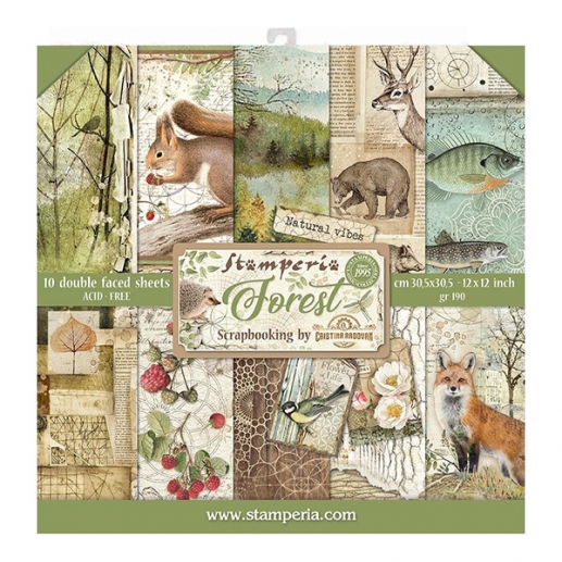 Paper Pad Stamperia Forest 12x12 Tum till scrapbooking, pyssel och hobby