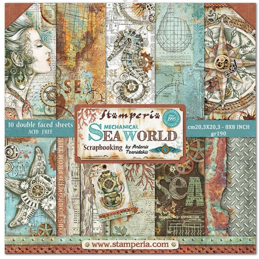 Paper Pack Stamperia - Sea World - 8x8 Tum