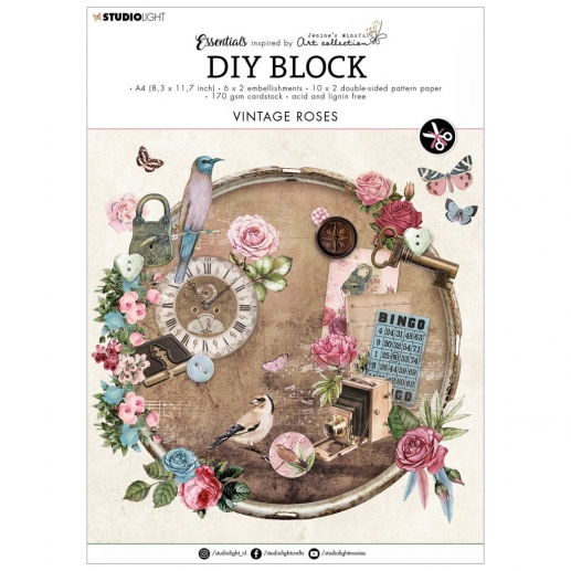 Paper Pad A4 - DIY Block Studio Light - Vintage Roses