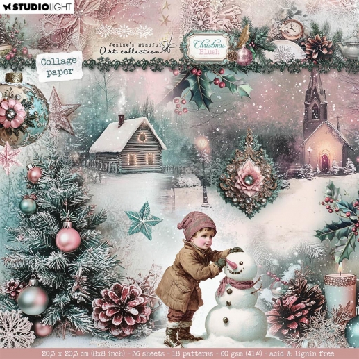 Paper Pad 8x8 Tum Collage Kit - Christmas Blush - Studio Light