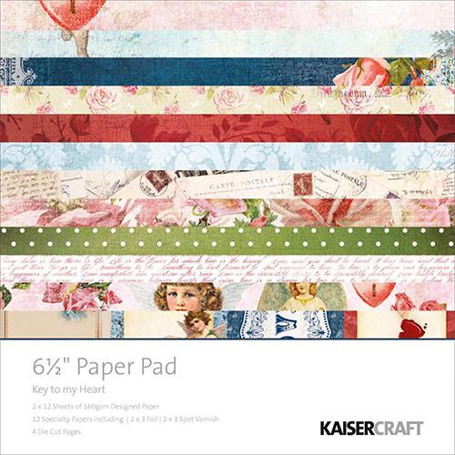 Paper Pad 6.5”x6.5” Kaisercraft Key To My Heart Dekorationer DIY