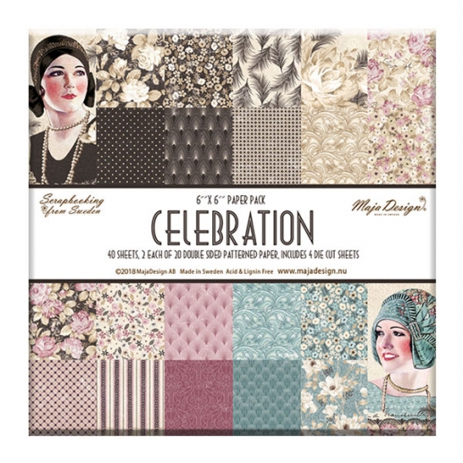 Paper Pad 40 ark Maja Design 6”x6” Celebration Pappersblock 4 8 Tum