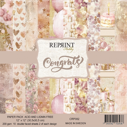 Paper Pad Scrapbooking Reprint Congratz Birthday Födelsedag