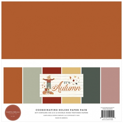 Paper Pack Carta Bella - It's Autumn - 12x12 Solids - 6 ark