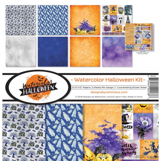 Paper Kit 12x12 - Reminisce - Watercolor Halloween