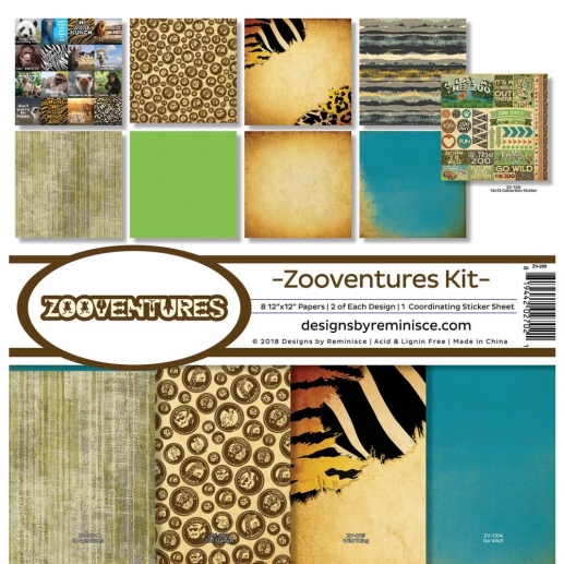 Paper Kit Reminisce - Zooventures - 12x12 Tum