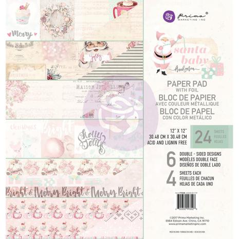 Paper Pad 12x12 - Prima Marketing - Santa Baby - 24 ark
