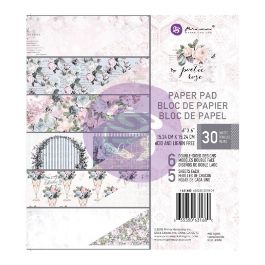 Paper pad 6x6 - Prima Marketing - Poetic Rose