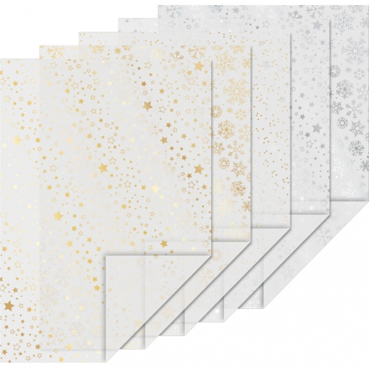 Transparent Papper A4 - 10 ark - Vellum Christmas Stars Metallic