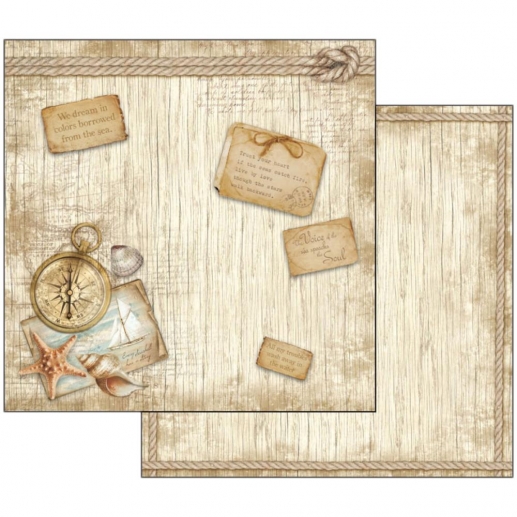 Papper Stamperia Sea Land Compass till scrapbooking, pyssel och hobby