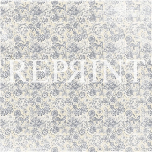 Papper Reprint - Dusty Blue - Small roses