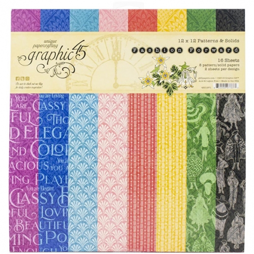 Paper Pack Graphic 45 - Fashion Forward Patterns & Solids