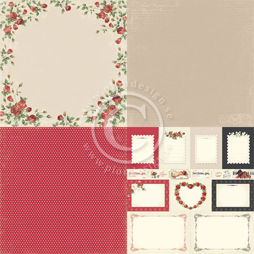 Papper Pion Design To my Valentine Roses of Love 6”x6” 4 Delar Dekorationer DIY