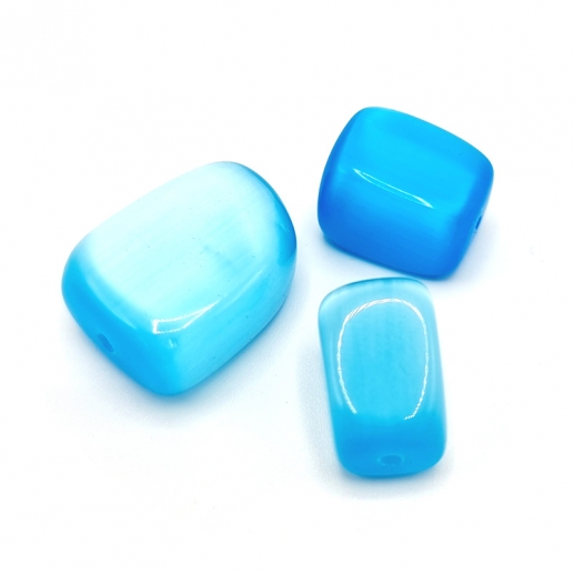 Glaspärlor Tiger-Eye Irregular - Pastel Blue - 3 st
