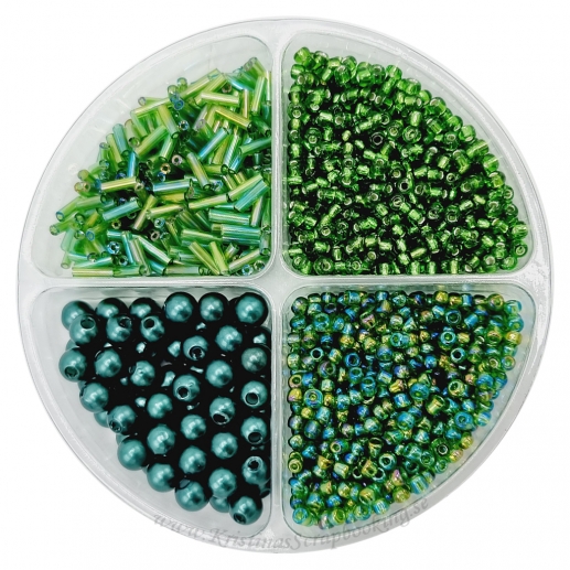 Pärlor till smyckestillverkning i Set - Grön - Akrylpärlor och Rocaipärlor - 50 g