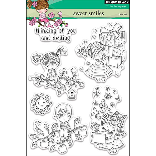 Clear Stamps Set Penny Black 5"X7" Sweet Smiles Clearstamps Silkonstämpel