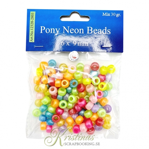 Pony Beads Självlysande 6x9 mm 30 g Kongopärlor