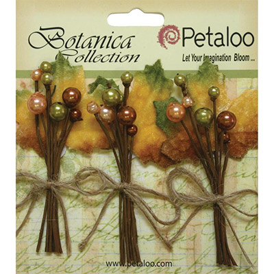 Tygblommor Petaloo Botanica Vintage Velvet Fall Berry Picks 3 st