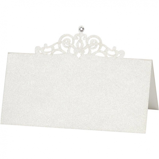 Lyxiga Placeringskort i Pärlemo med Ornament 10 st Off White Papper Kort Kuvert Bröllop Kärlek